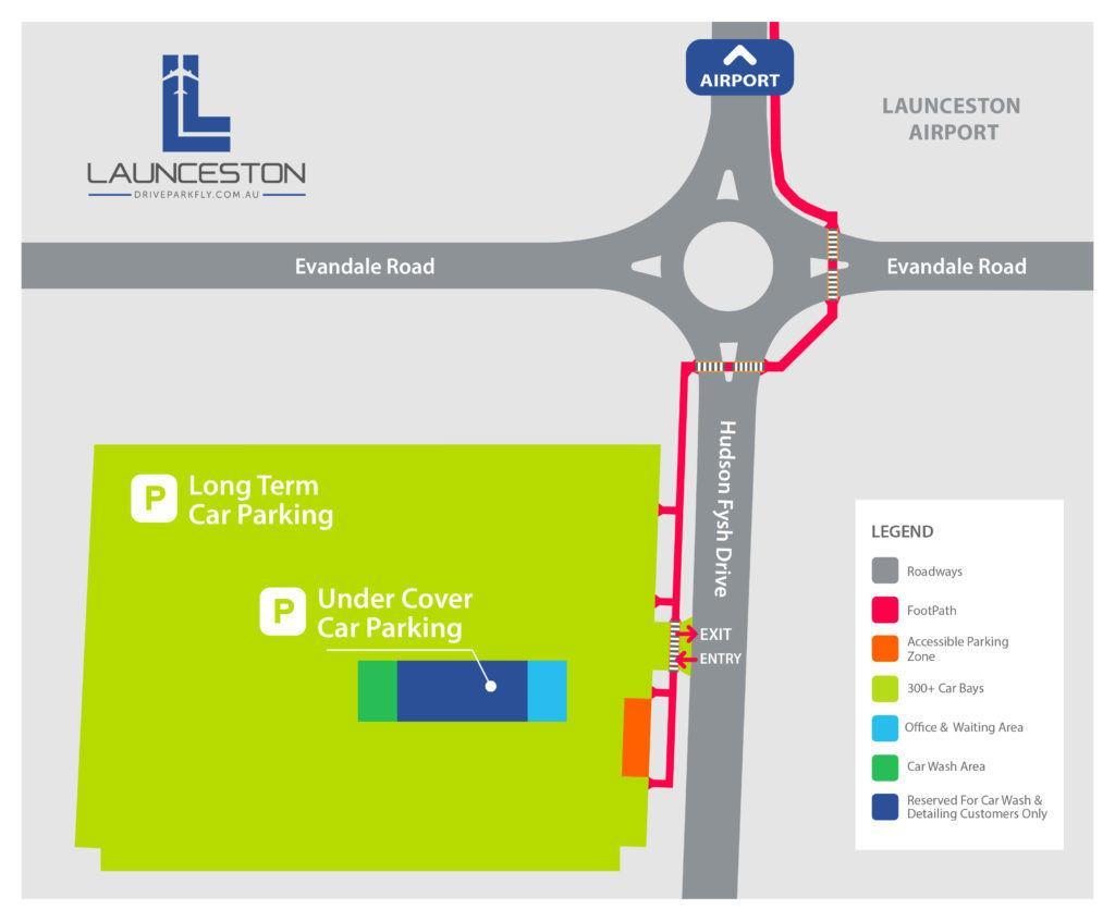 Launceston Drive Park Fly location map Launceston DriveParkFly
